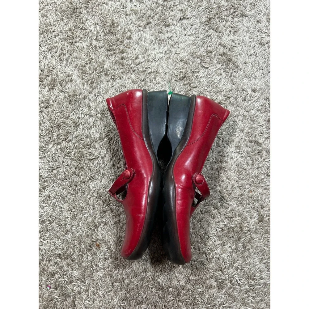 Kenneth Cole Red Leather Mary Jane Wedge Pumps Clogs Mules 9.5 Cottagecore Boho